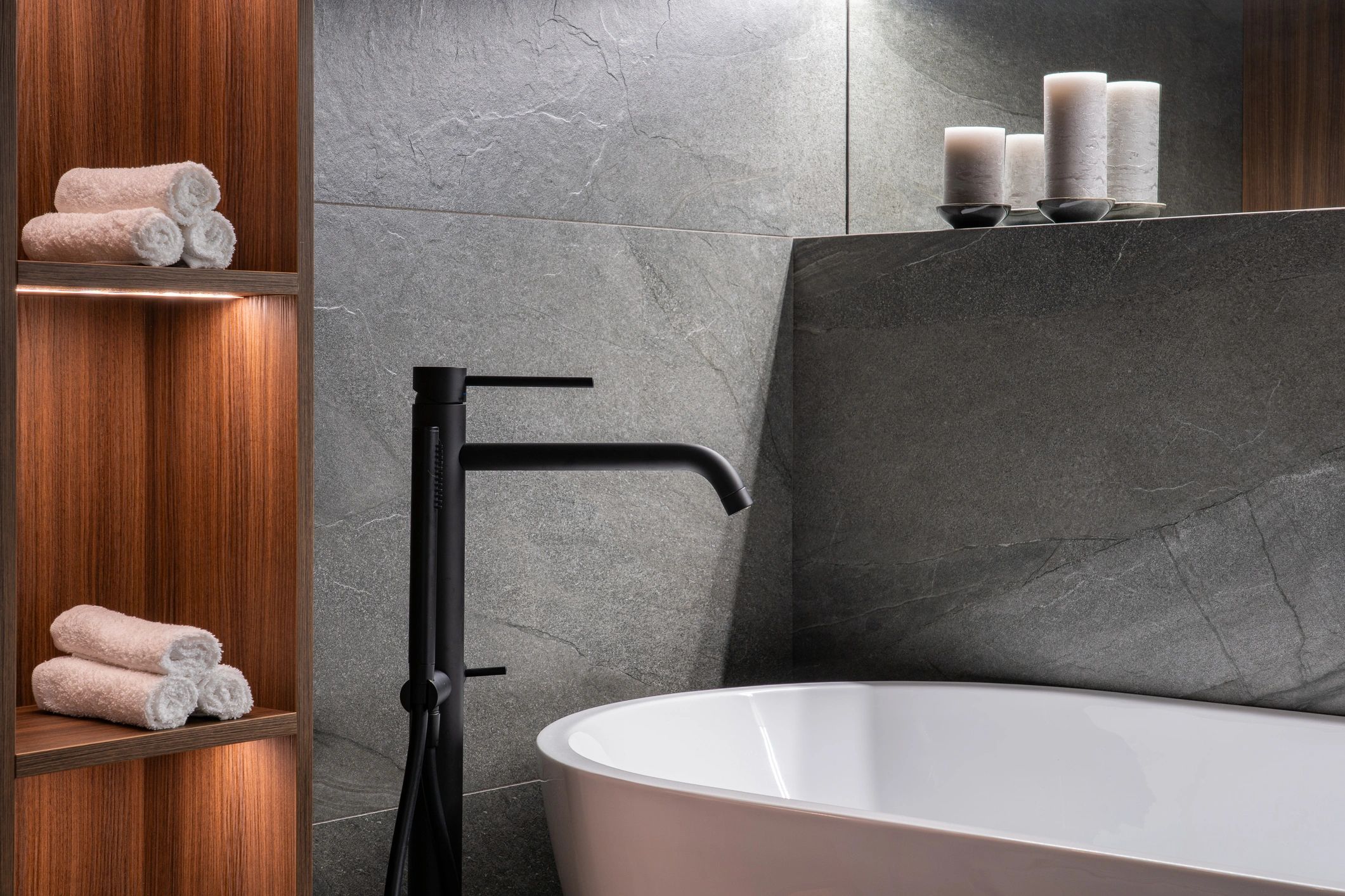 Luxury bathroom renovation with freestanding tub